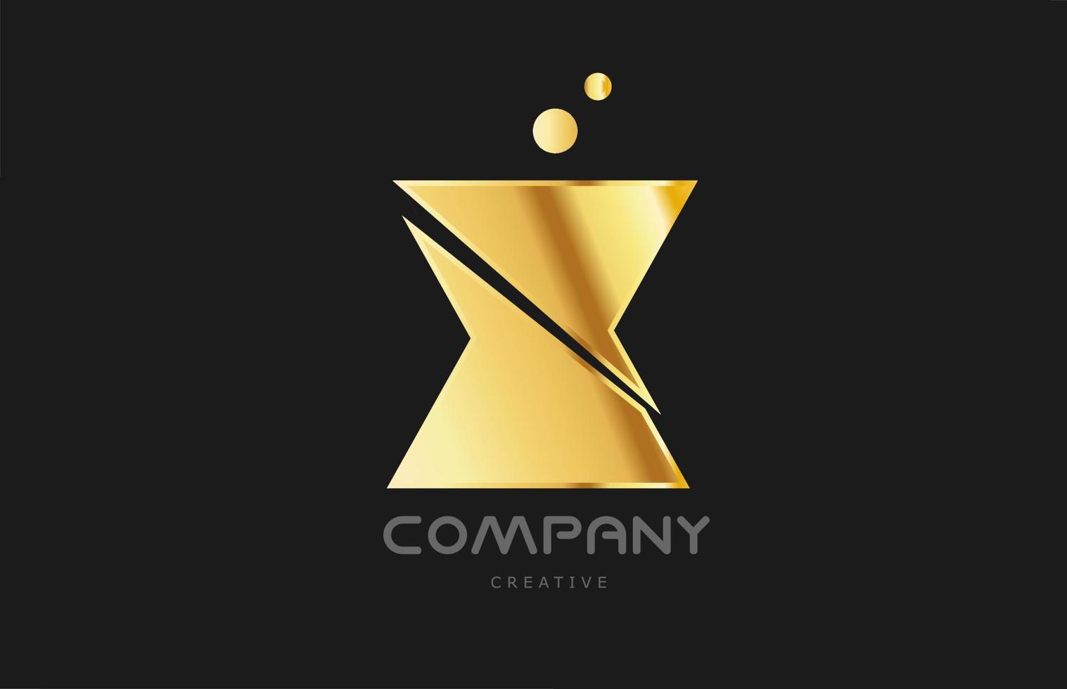 gold golden geometric X alphabet letter logo icon design. Creative template for business and company and in yellow color vector