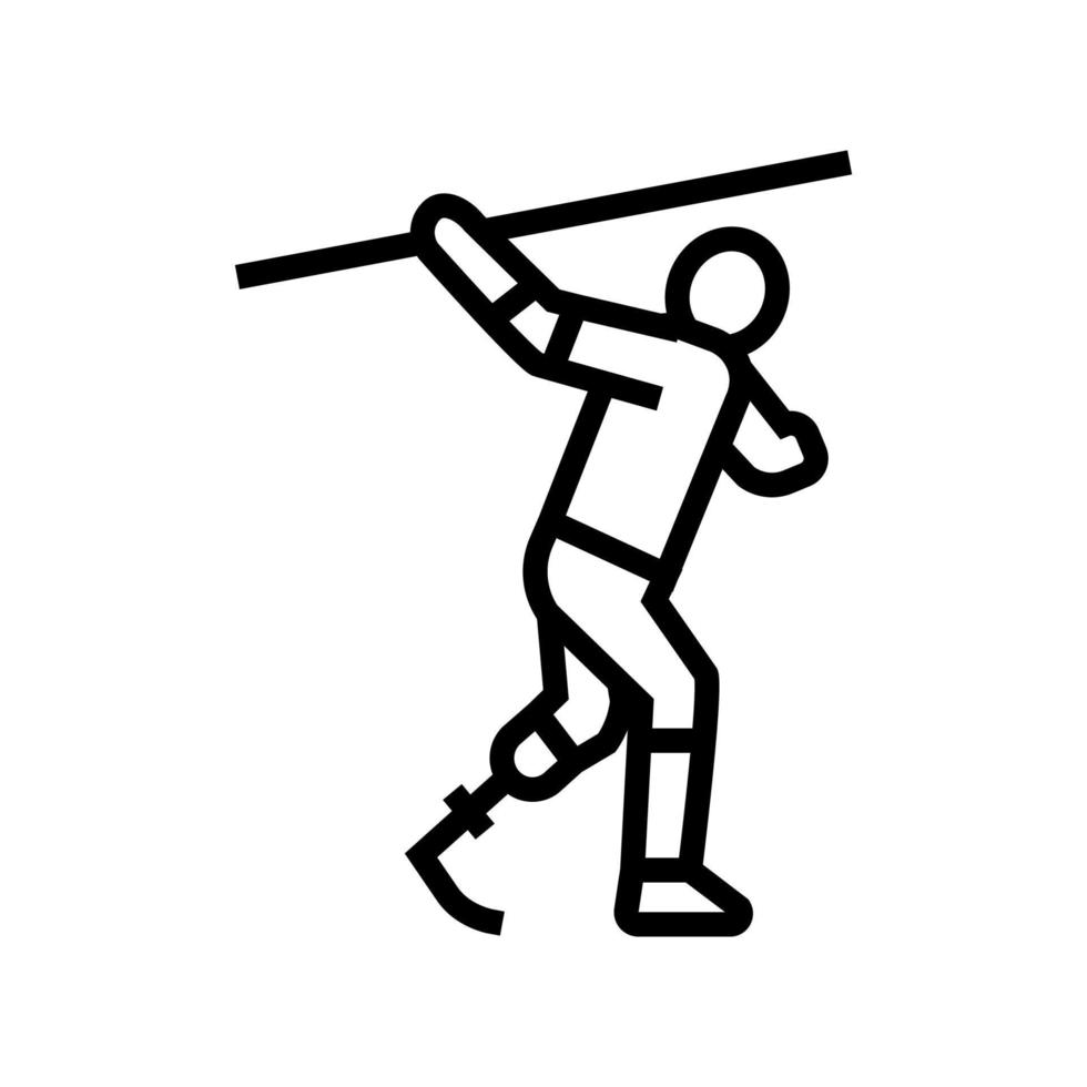 javelin-throwing handicapped athlete line icon vector illustration