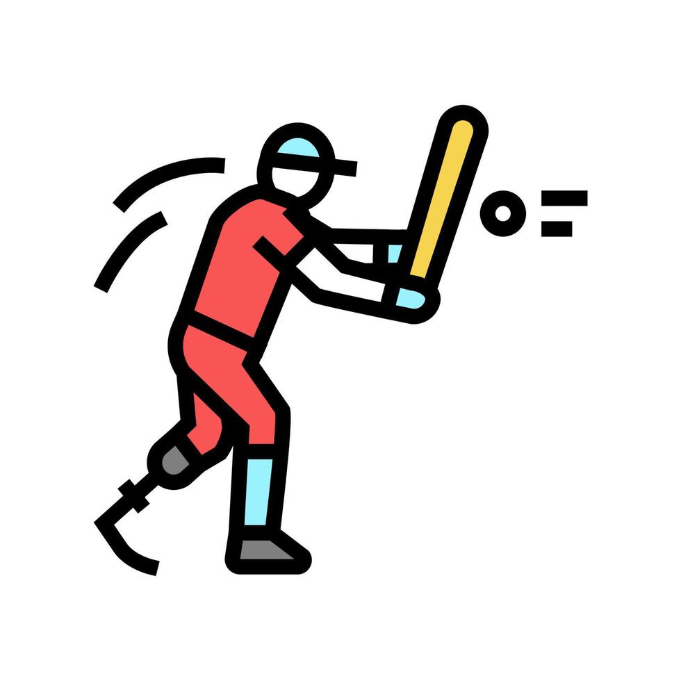 ilustración de vector de icono de color de atleta discapacitado de béisbol