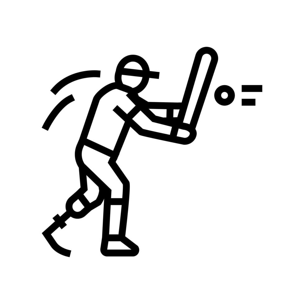 ilustración de vector de icono de línea de atleta discapacitado de béisbol