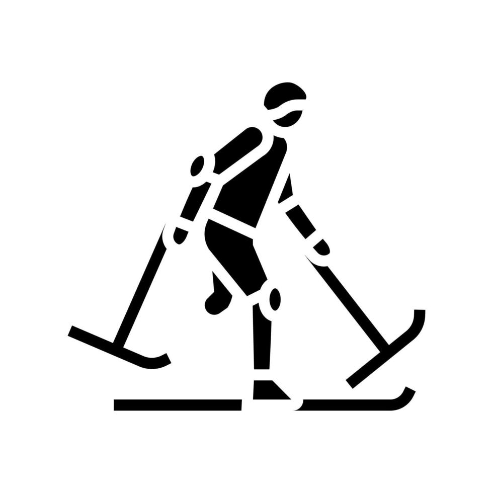 esquí atleta discapacitado glifo icono vector ilustración