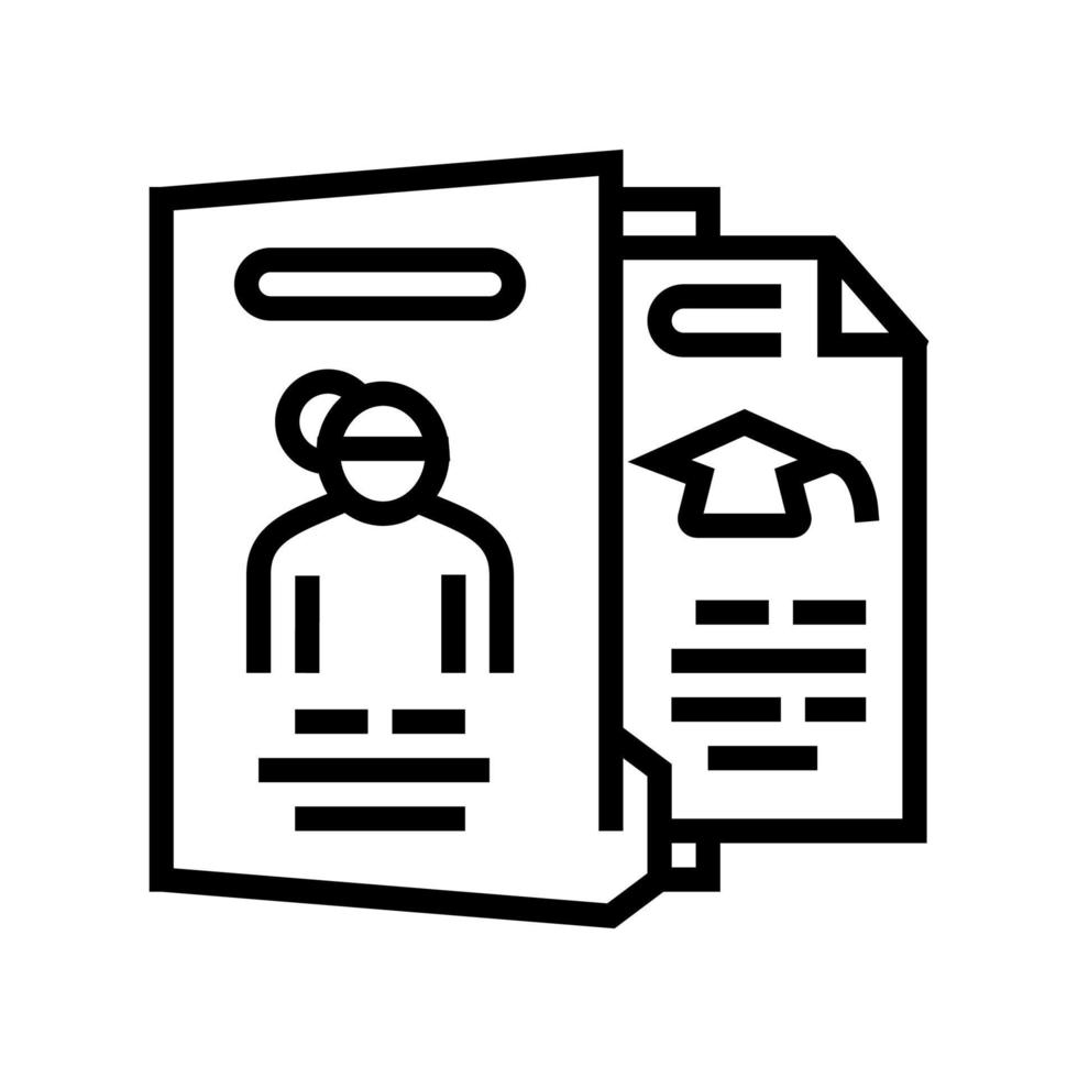biography check and verification of candidates line icon vector illustration