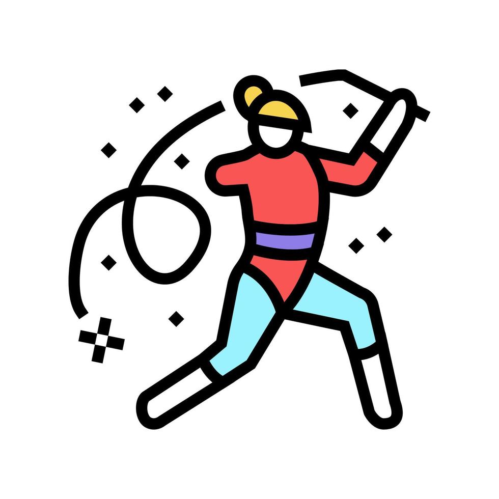 rhythmic gymnastics handicapped athlete color icon vector illustration