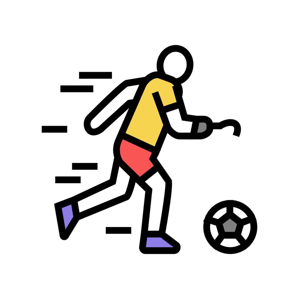 fútbol fútbol jugando atleta discapacitado color icono vector ilustración