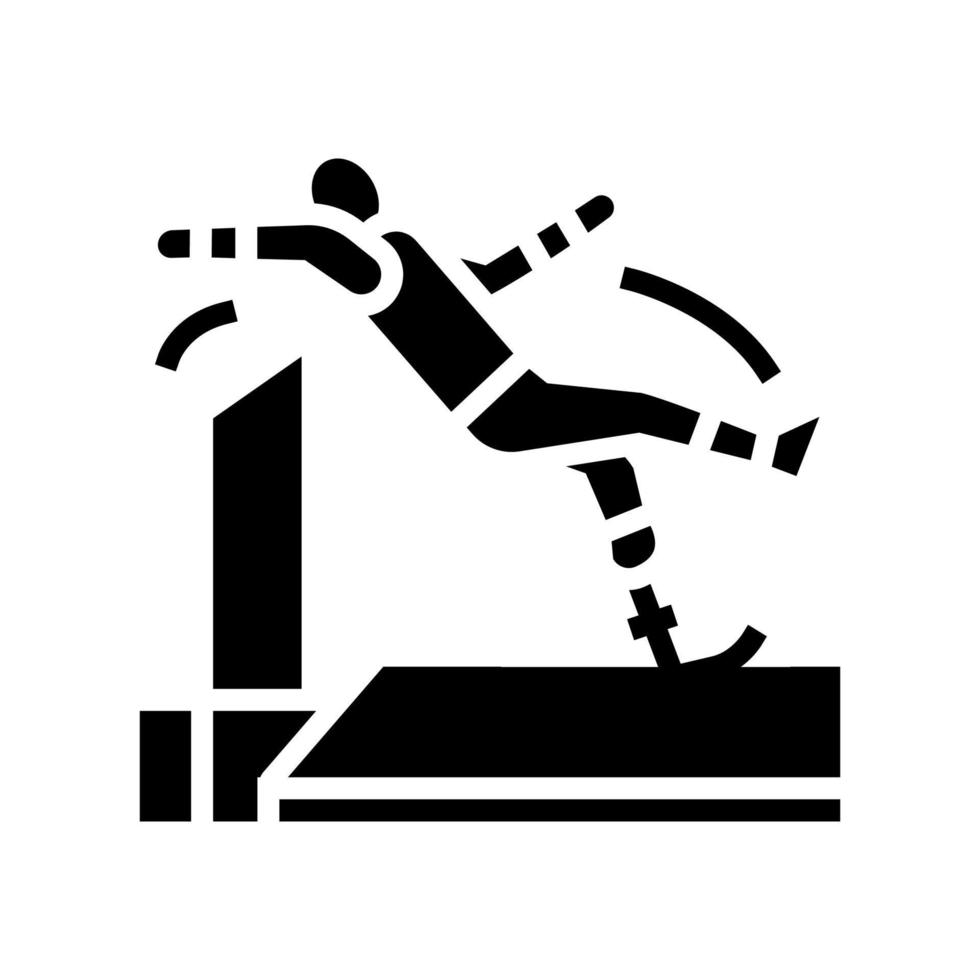 high jump handicapped athlete glyph icon vector illustration