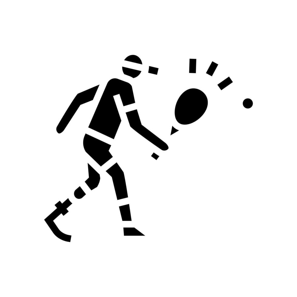 tennis play handicapped athlete glyph icon vector illustration