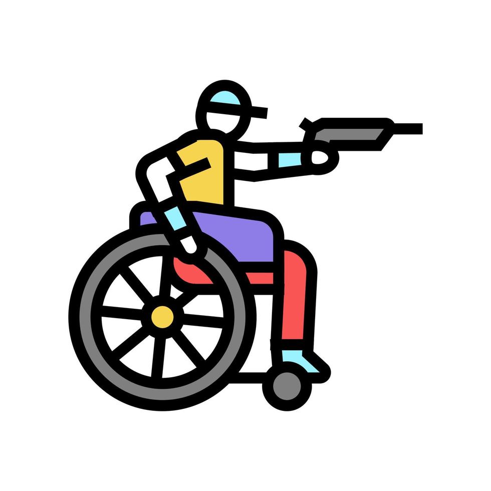 shooting handicapped athlete color icon vector illustration