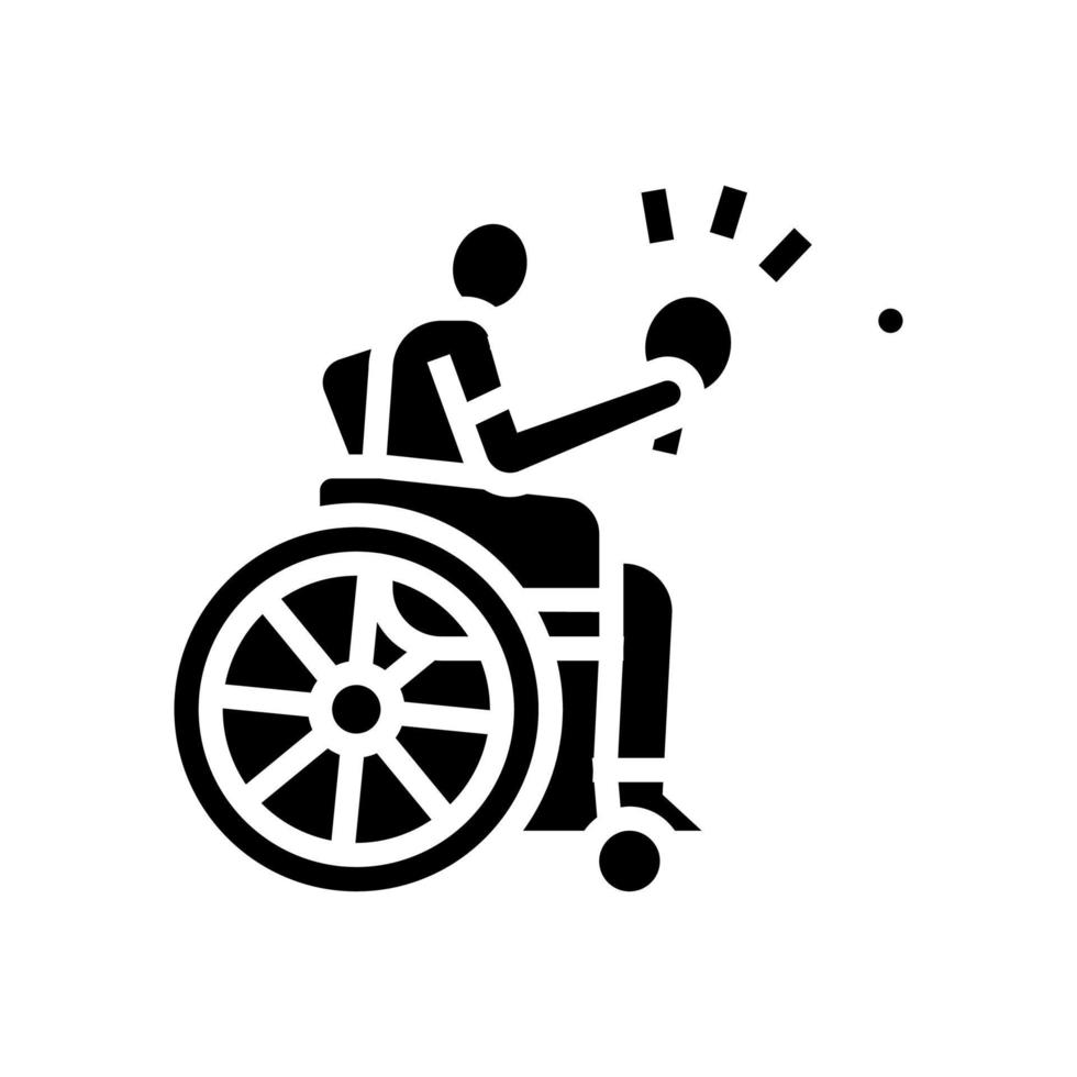 ilustración de vector de icono de glifo de atleta discapacitado de ping pong