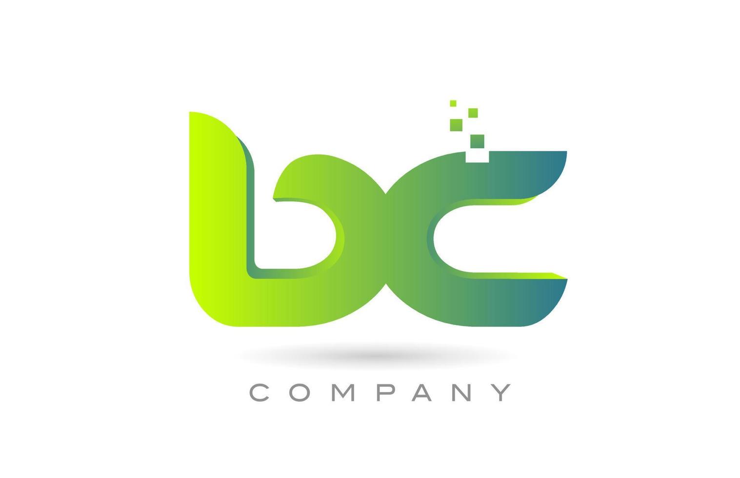 joined BC alphabet letter logo icon combination design with dots and green color. Creative template for company and business vector