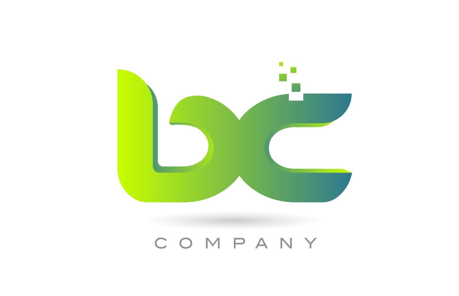 se unió a bc alfabeto letra logo icono combinación diseño con puntos y color verde. plantilla creativa para empresa y negocio vector