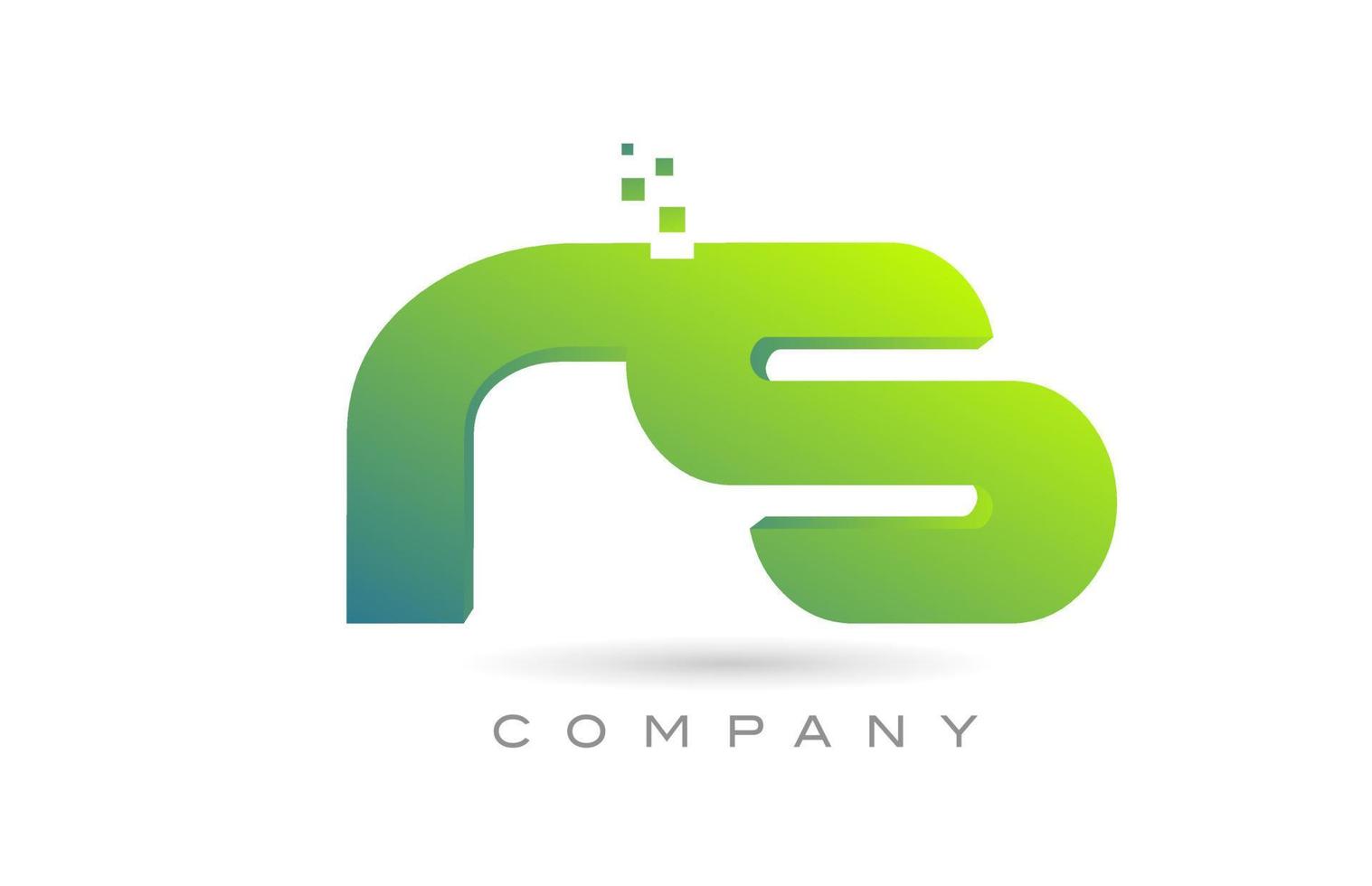 joined RS alphabet letter logo icon combination design with dots and green color. Creative template for company and business vector