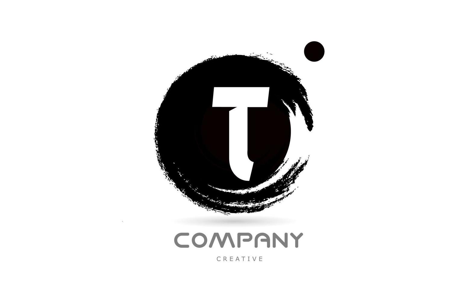 T black and white grunge alphabet letter logo icon design with japanese style lettering. Creative template for company and business vector