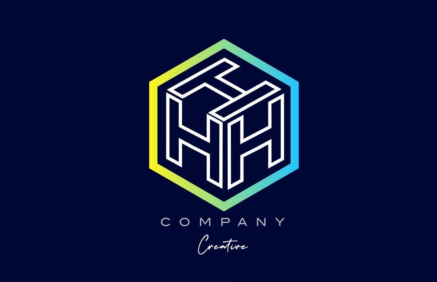 línea h diseño de icono de logotipo de letra de alfabeto de cubo de tres letras con diseño de polígono. plantilla creativa para empresa vector
