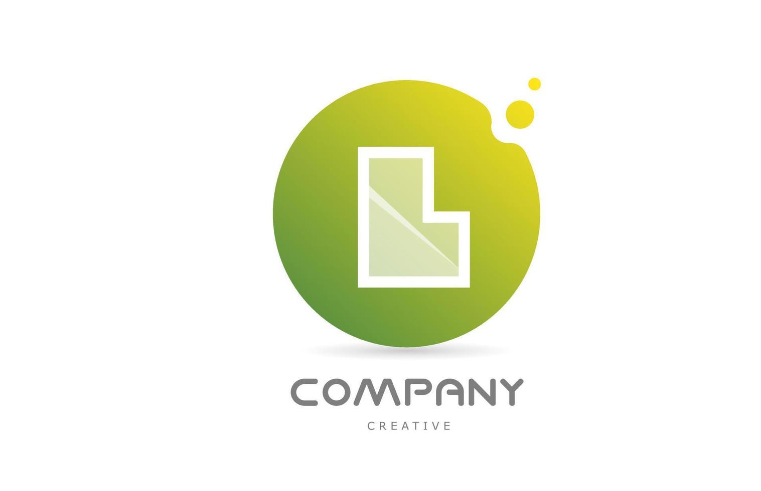 Puntos verdes l icono del logotipo de la letra del alfabeto con transparencia blanca. plantilla creativa para negocios vector