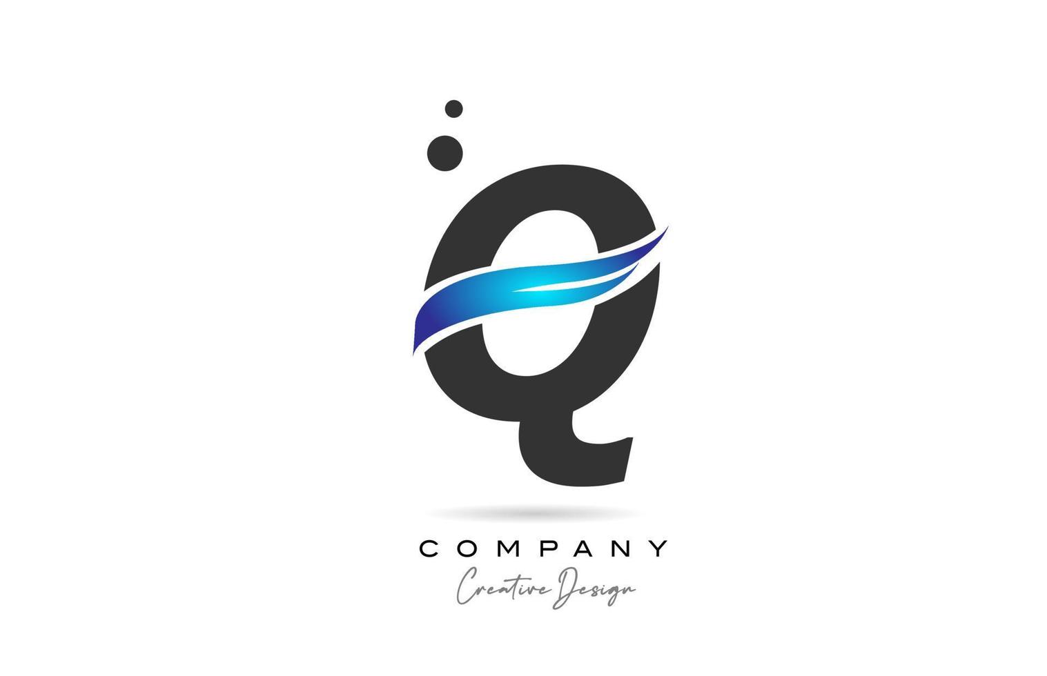 Q grey blue dots alphabet letter logo icon. Creative template for company and business vector