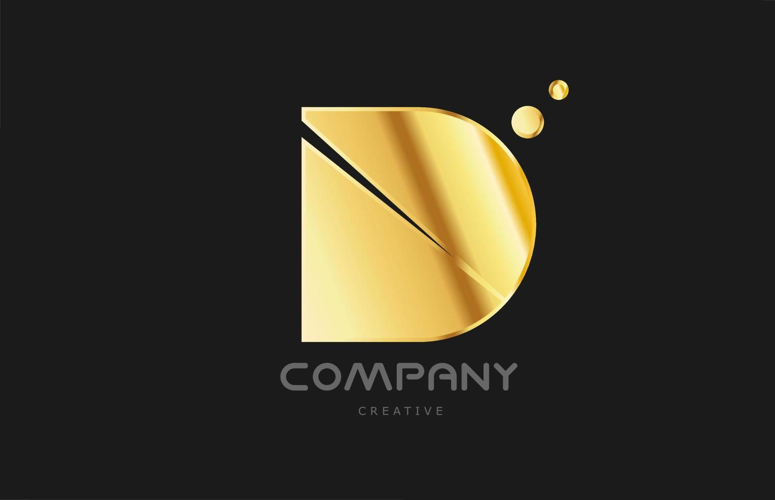 oro dorado geométrico d alfabeto letra logo icono diseño. plantilla creativa para negocios y empresas y en color amarillo vector