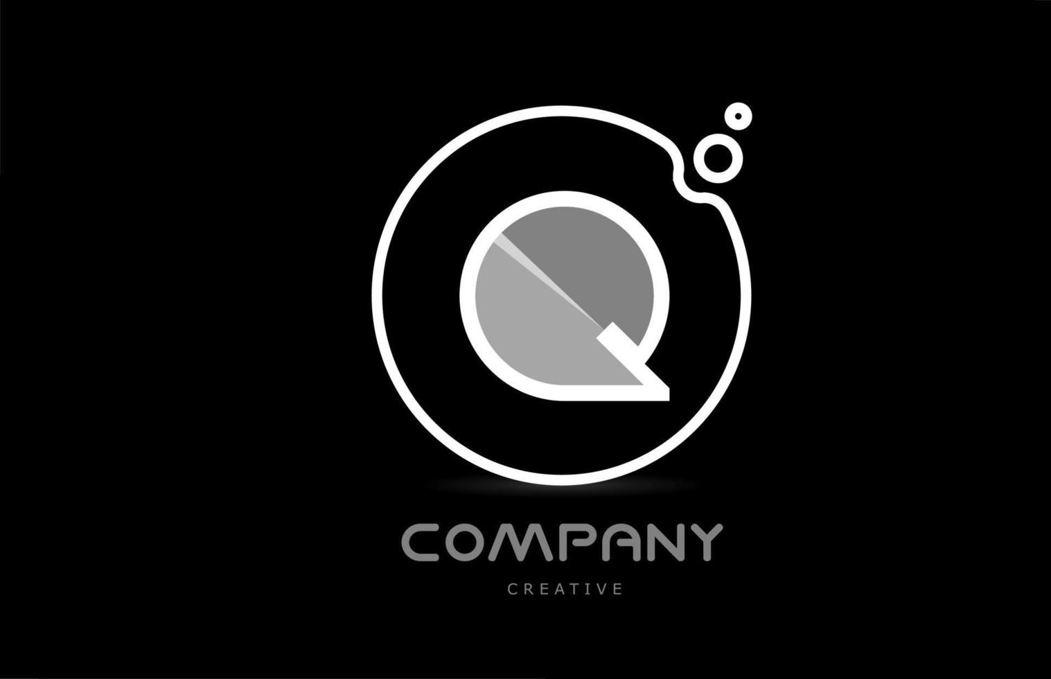 black and white Q geometric alphabet letter logo icon with circle. Creative template for company and business vector