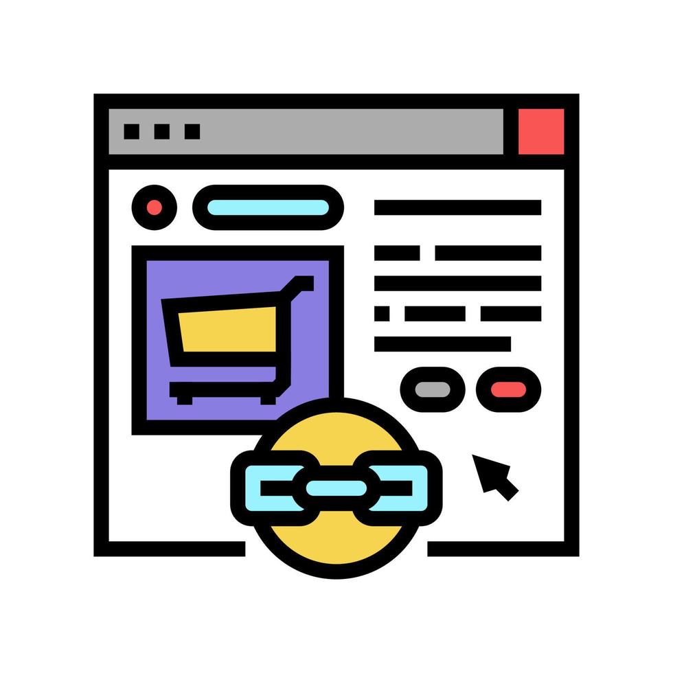 Ilustración de vector de icono de color de construcción de enlace de comercio electrónico