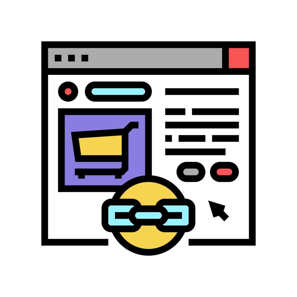 e-commerce link building color icon vector illustration