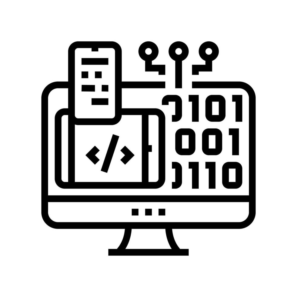 ilustración de vector de icono de línea de software de programación