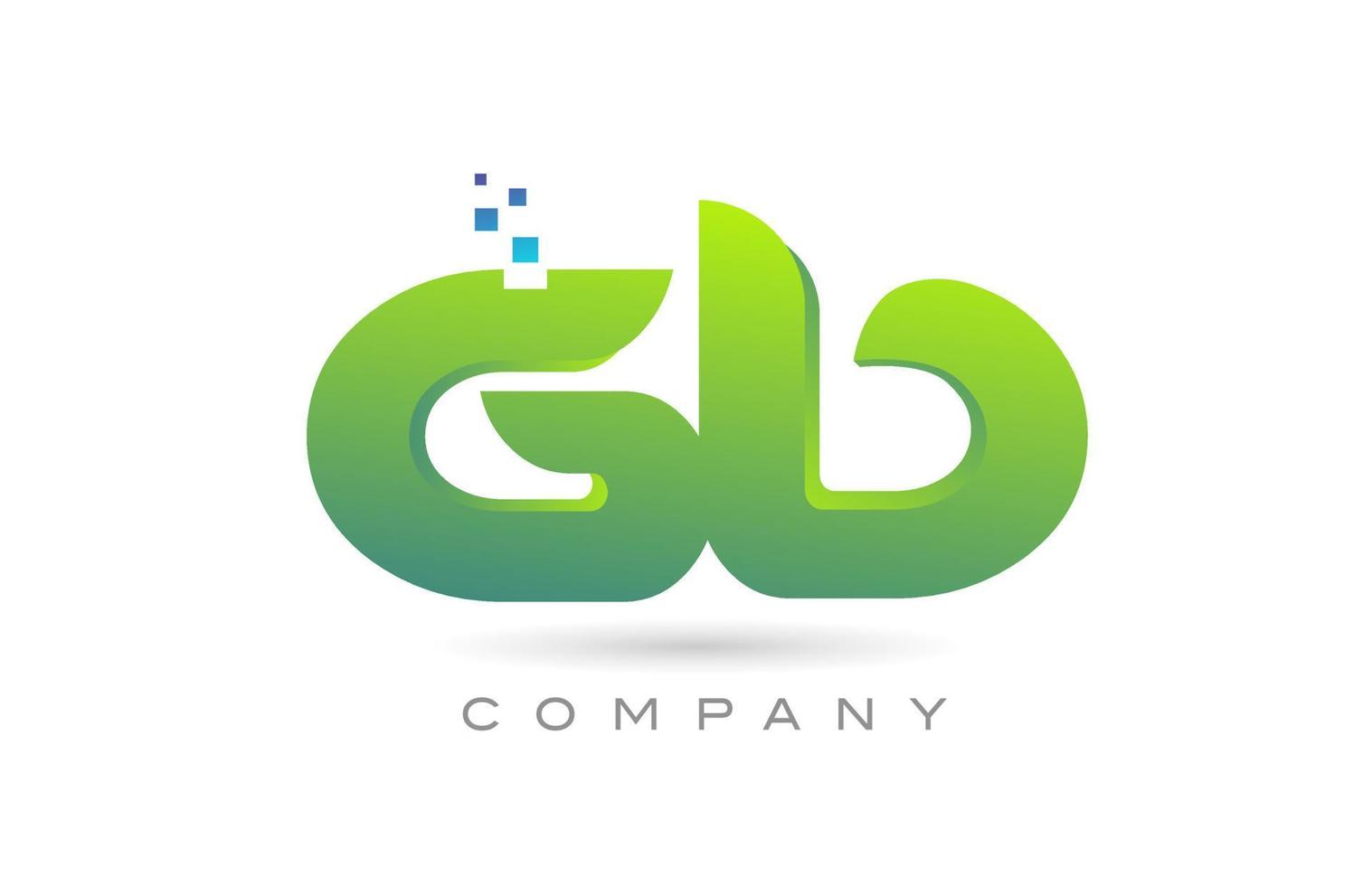 se unió a gb alfabeto letra logo icono combinación diseño con puntos y color verde. plantilla creativa para empresa y negocio vector