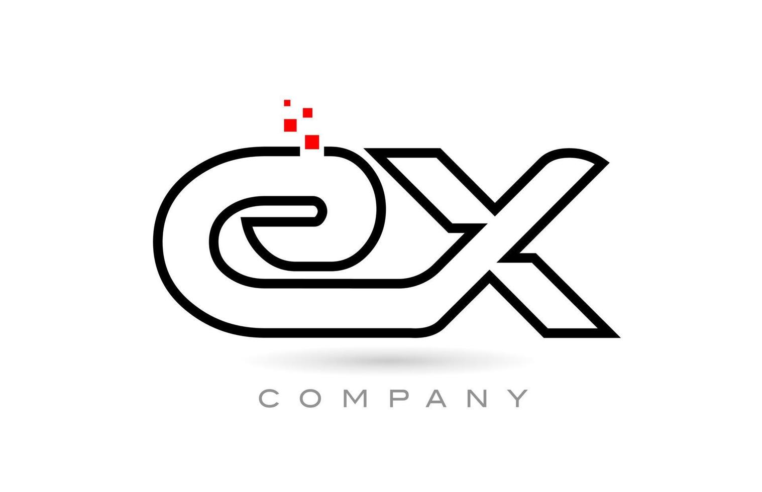 Ex conectado diseño de combinación de iconos de logotipo de letras del alfabeto con puntos y color rojo. plantilla creativa para empresa y negocio vector