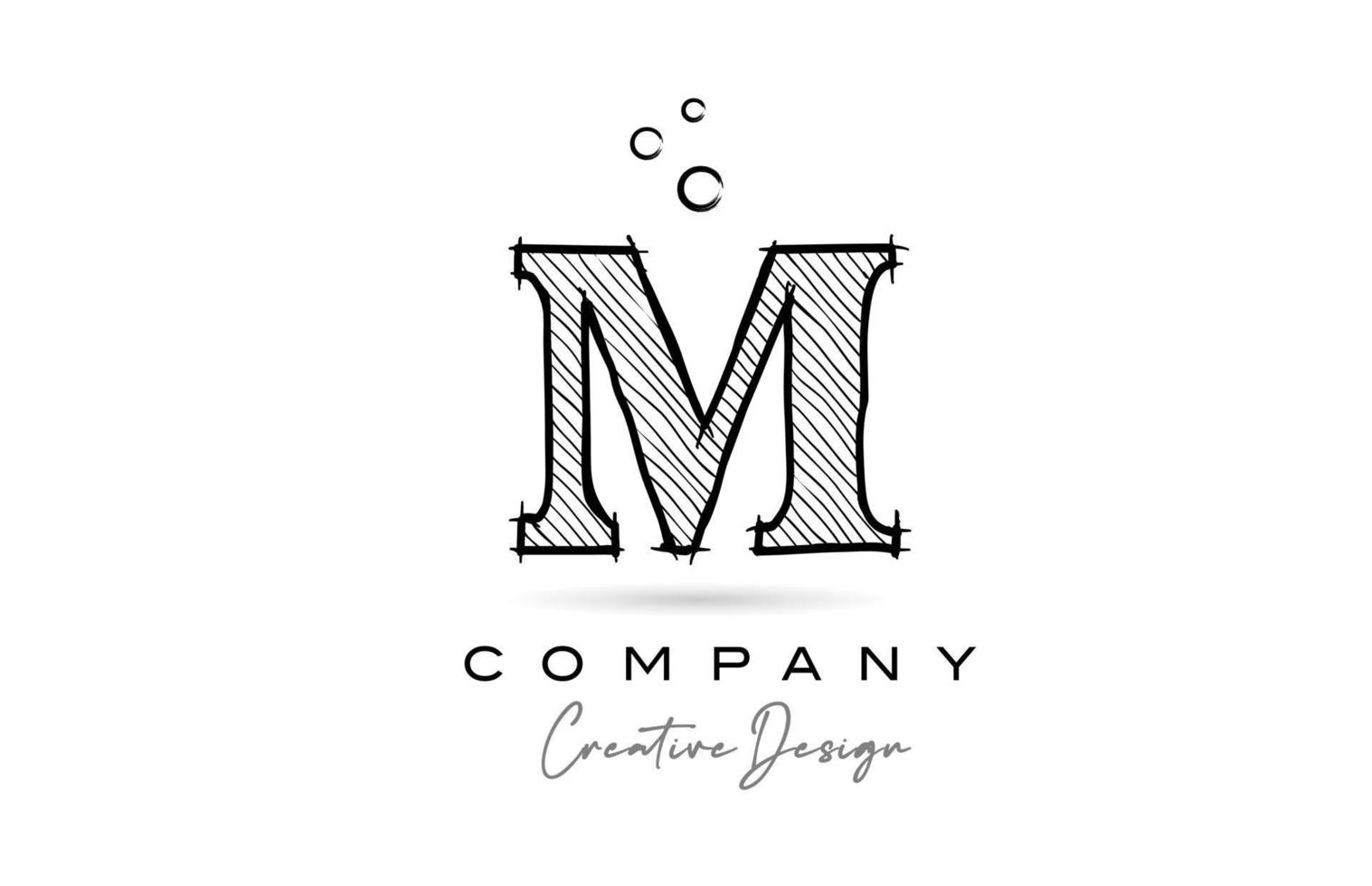 m icono del logotipo de la letra del alfabeto en blanco y negro con