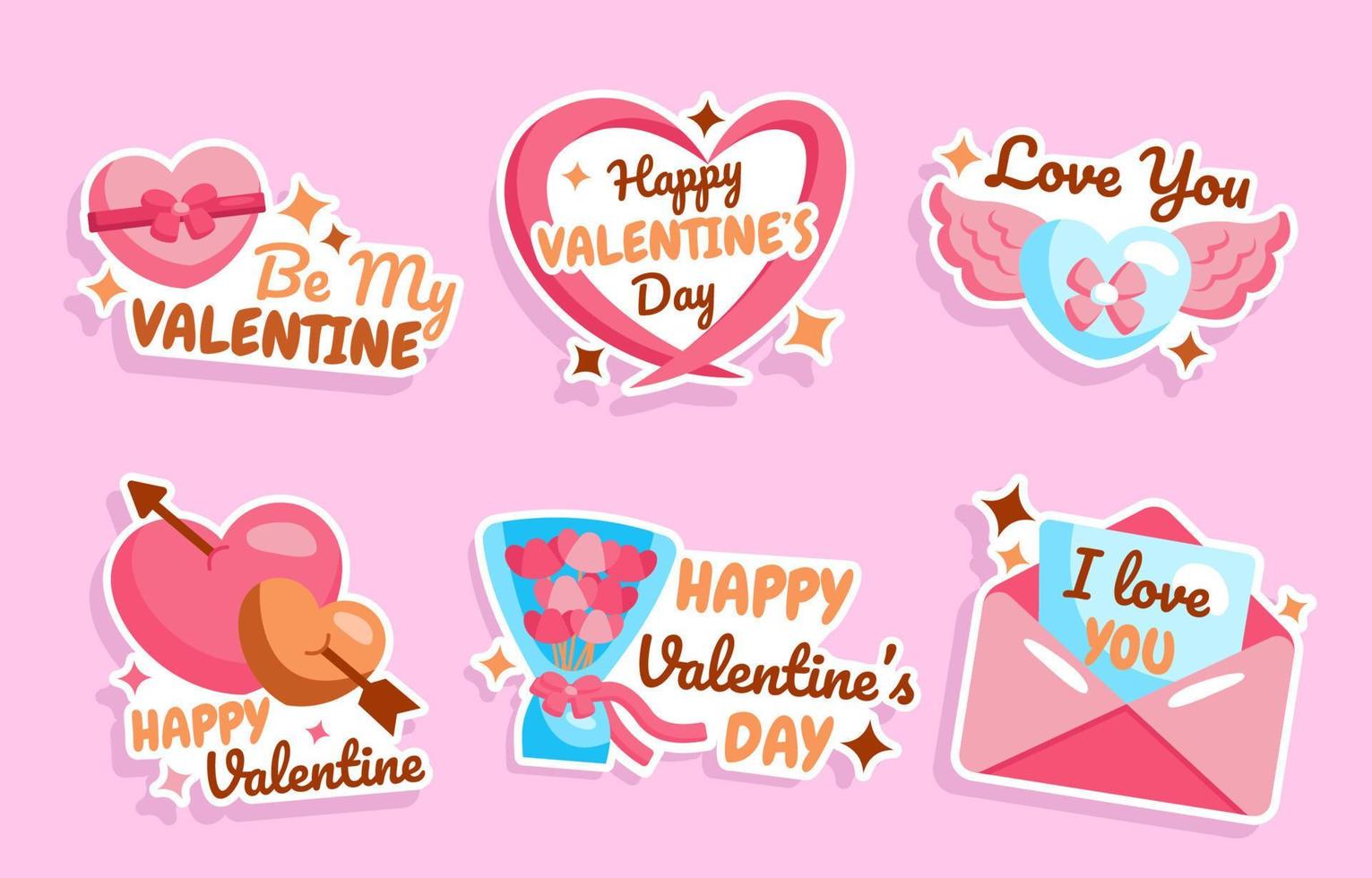 conjunto de pegatinas de saludo de san valentín vector