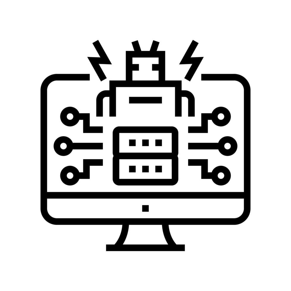 ai powered attacks line icon vector illustration