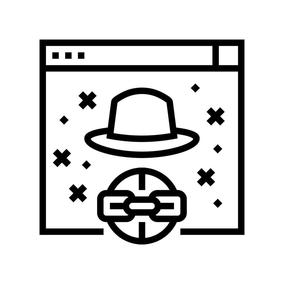 black hat link line icon vector illustration