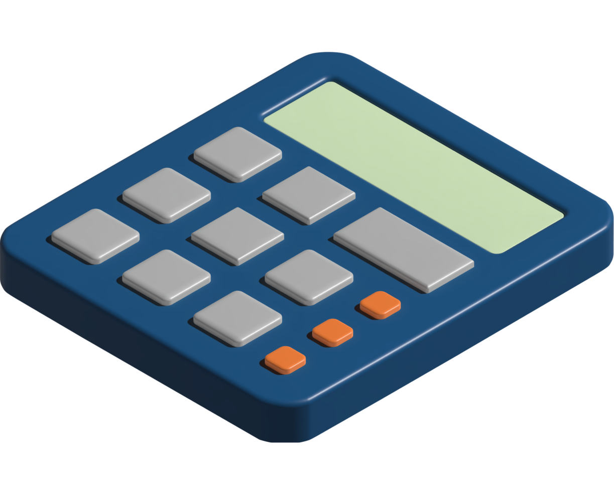 3d illustration of calculator png