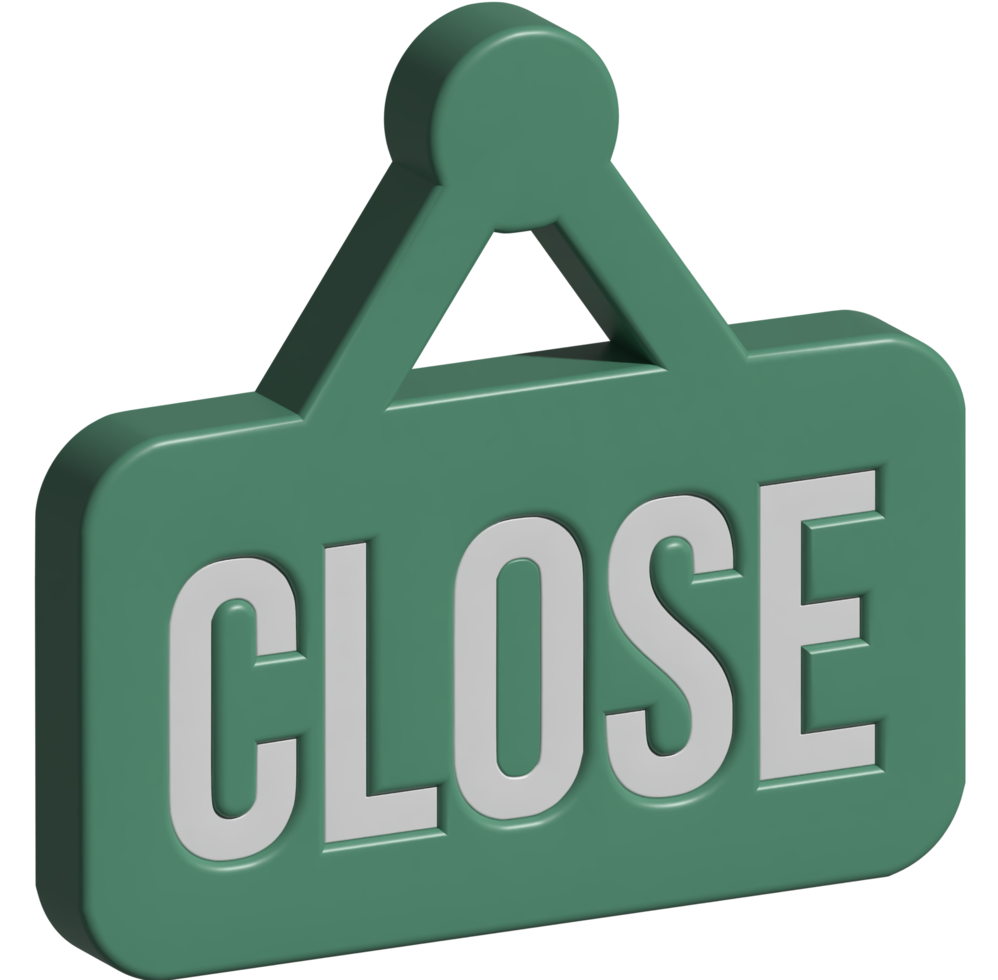 3d illustration of close sign png