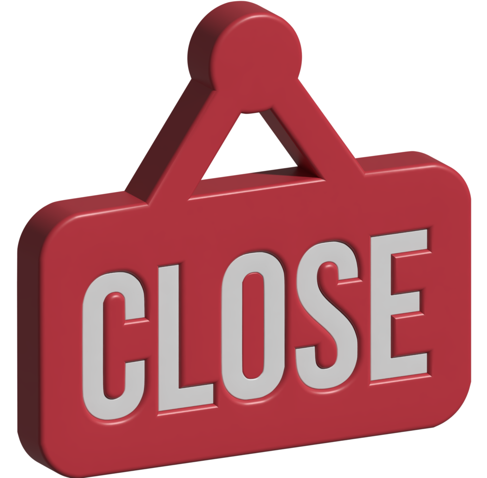 3d illustration of close sign png