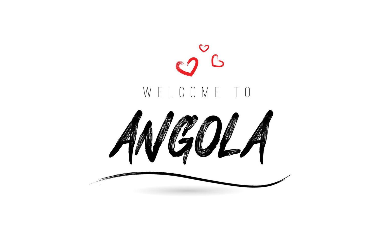 to ANGOLA country text typography with red love heart and black