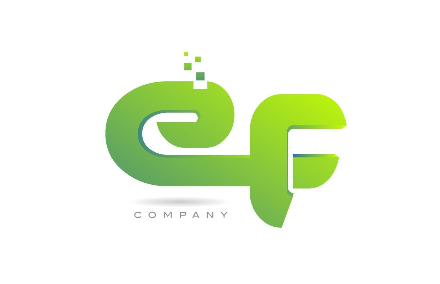joined EF alphabet letter logo icon combination design with dots and green color. Creative template for company and business vector