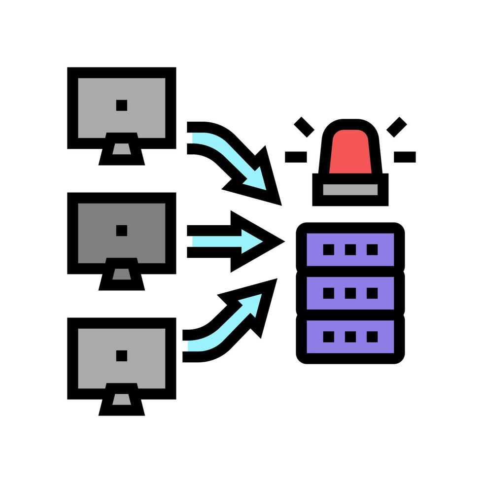 Ilustración de vector de icono de color de ataques ddos