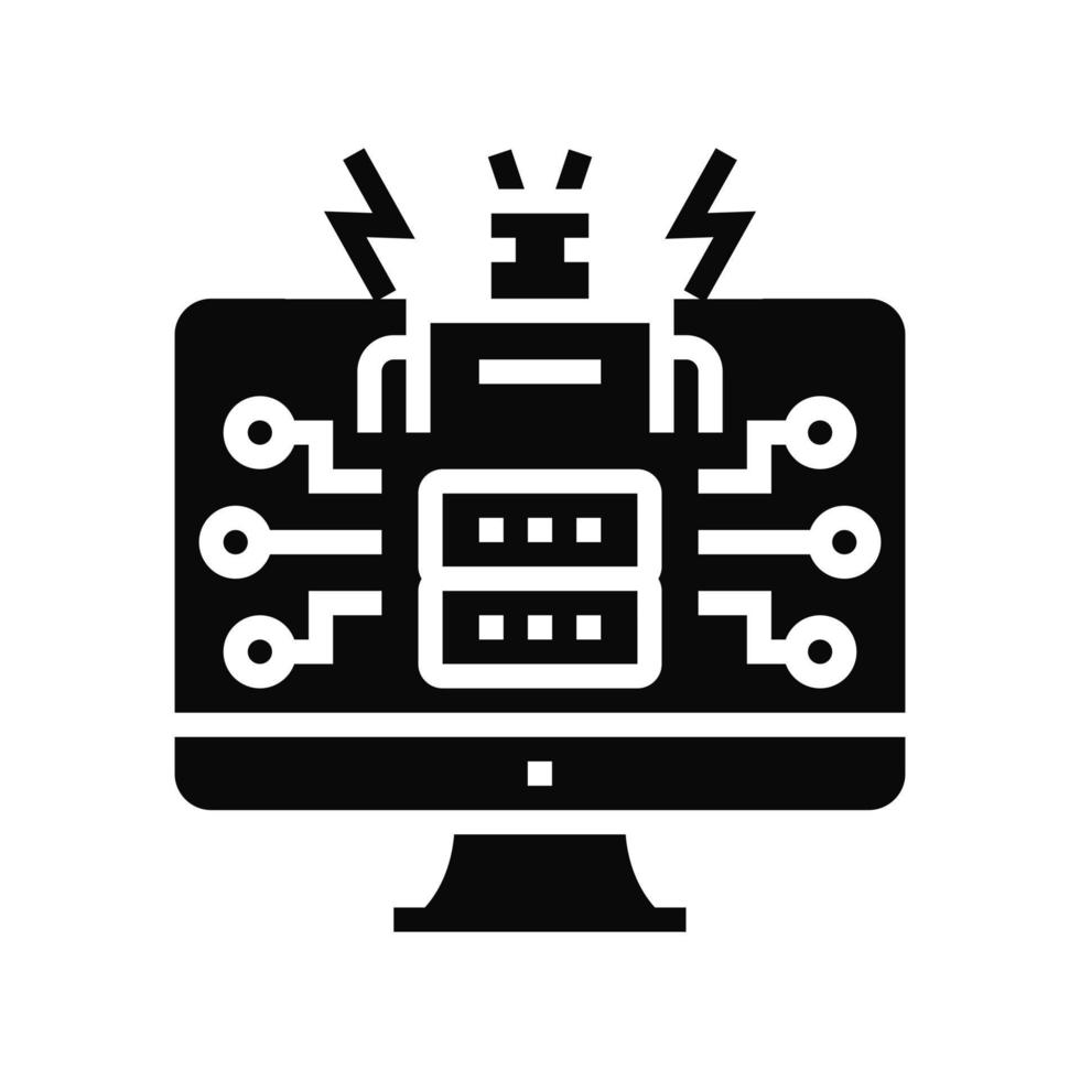 ai powered attacks glyph icon vector illustration