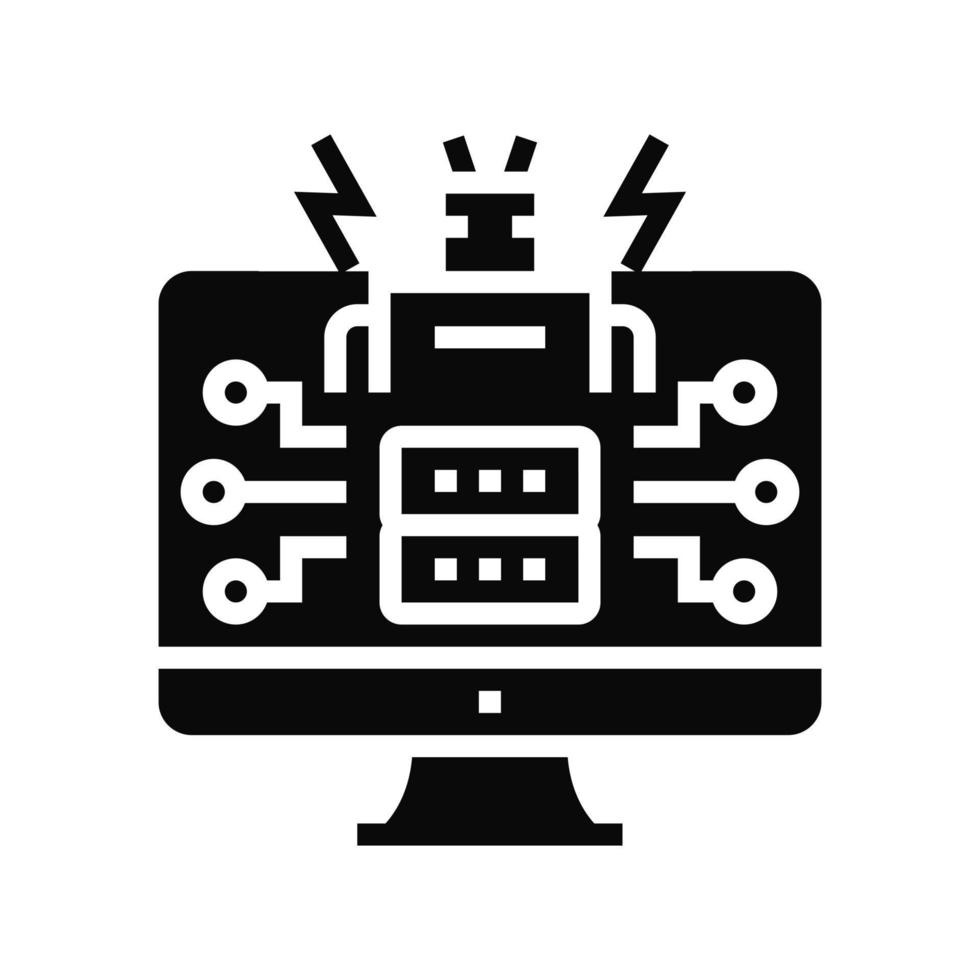 Ilustración de vector de icono de glifo de ataques alimentados por ai