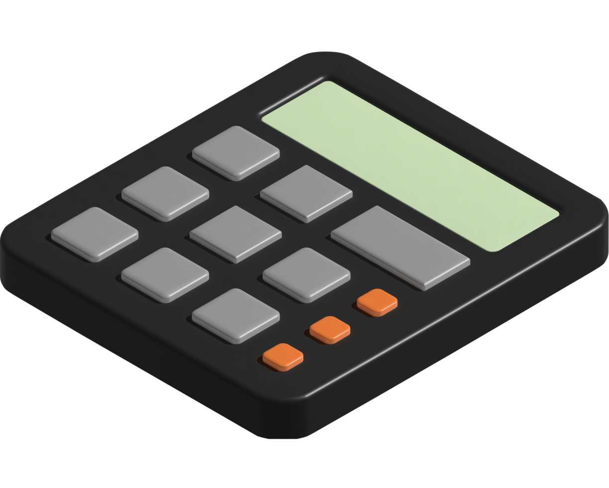 3d illustration of calculator png