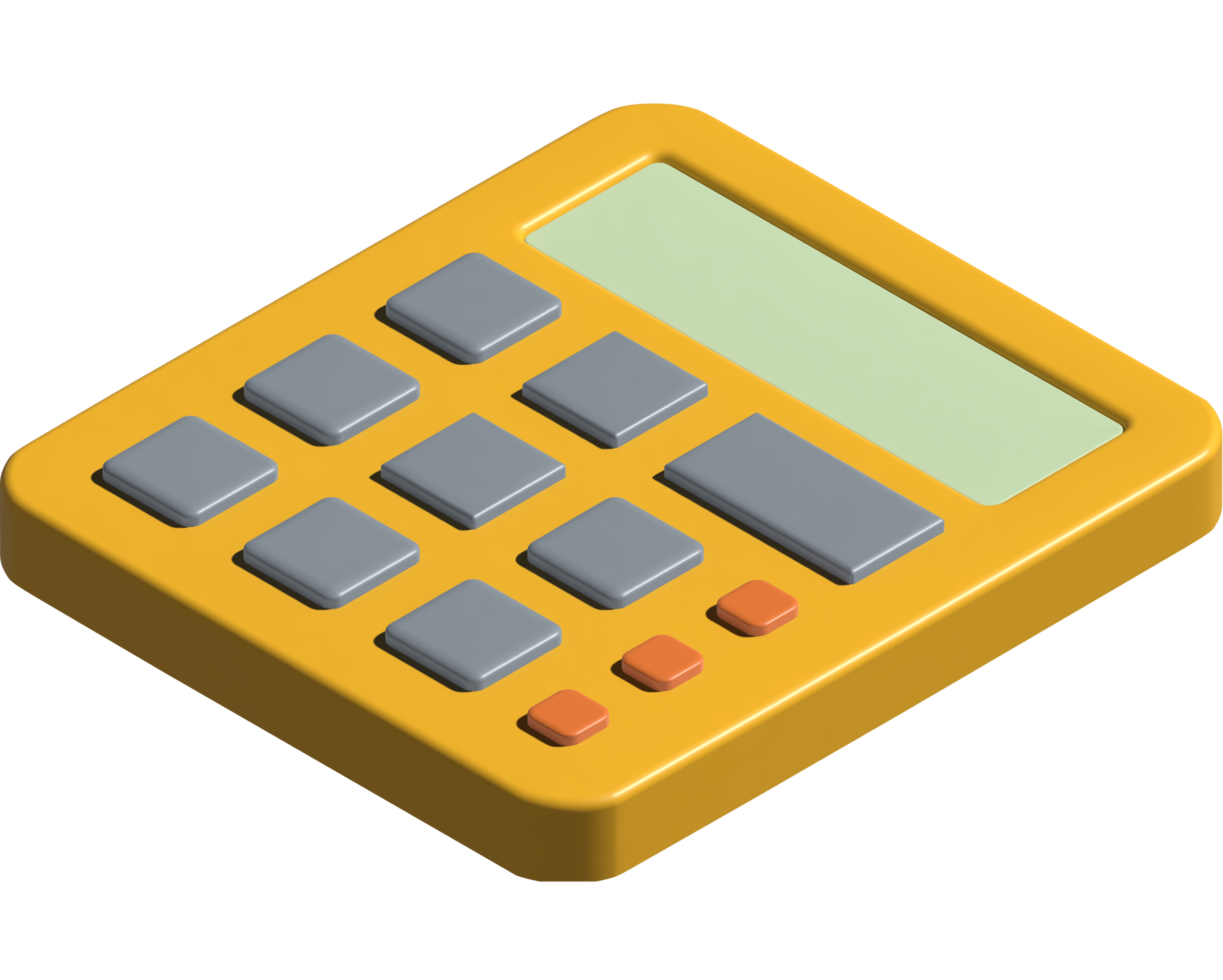 3d illustration of calculator png