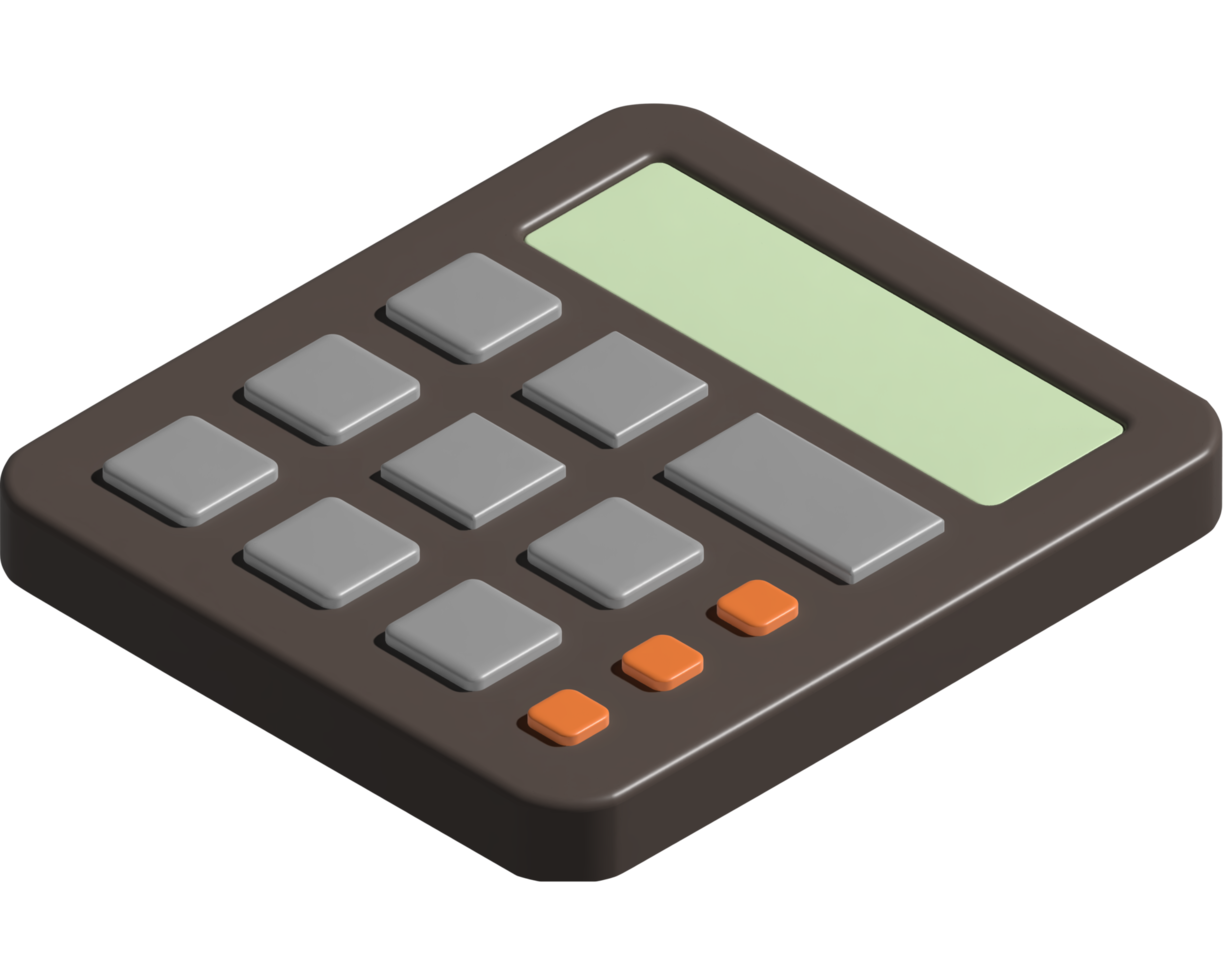 3d illustration of calculator png