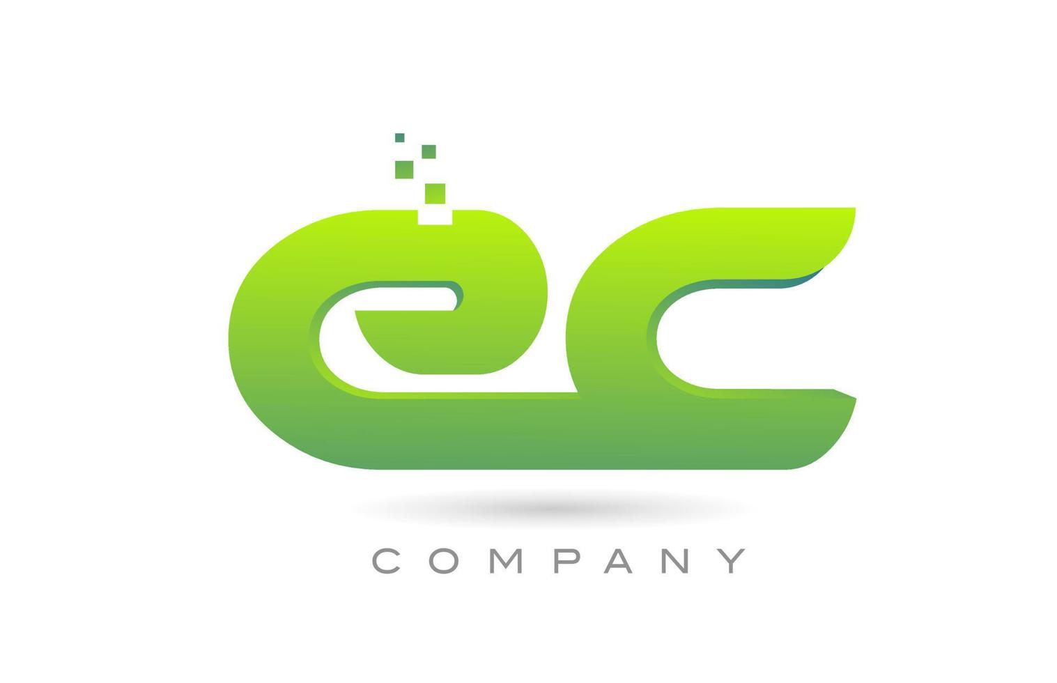 se unió al diseño de combinación de iconos del logotipo de la letra del alfabeto ec con puntos y color verde. plantilla creativa para empresa y negocio vector