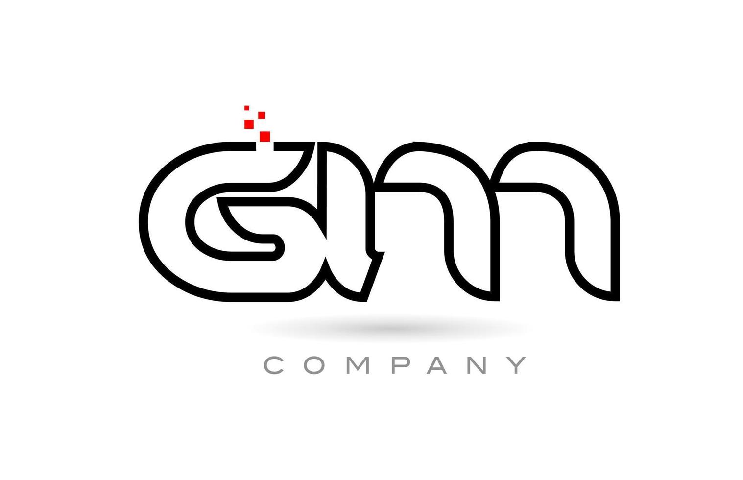 GM connected alphabet letter logo icon combination design with dots and red color. Creative template for company and business vector