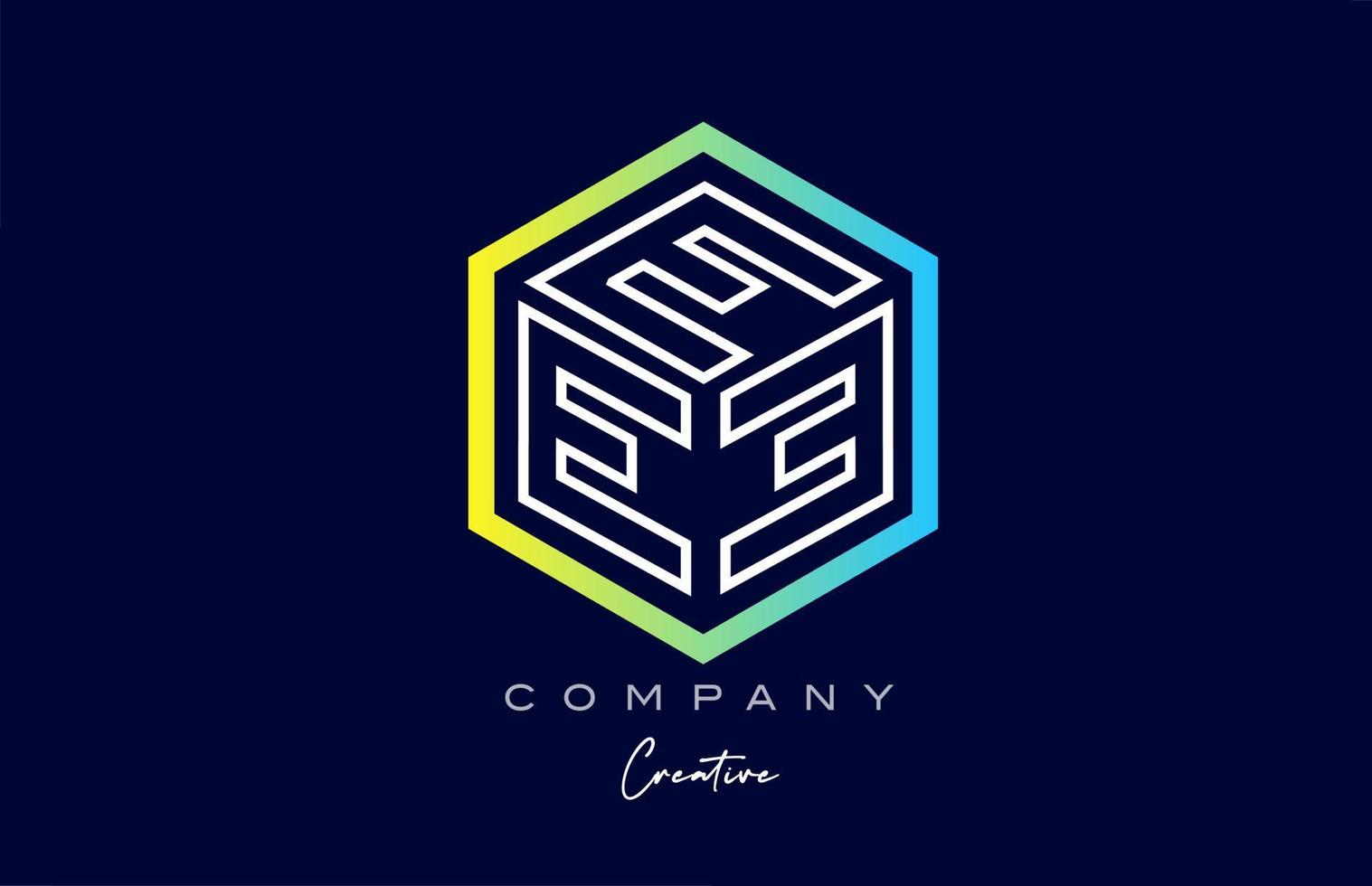 línea e diseño de icono de logotipo de letra de alfabeto de cubo de tres letras con diseño de polígono. plantilla creativa para empresa vector
