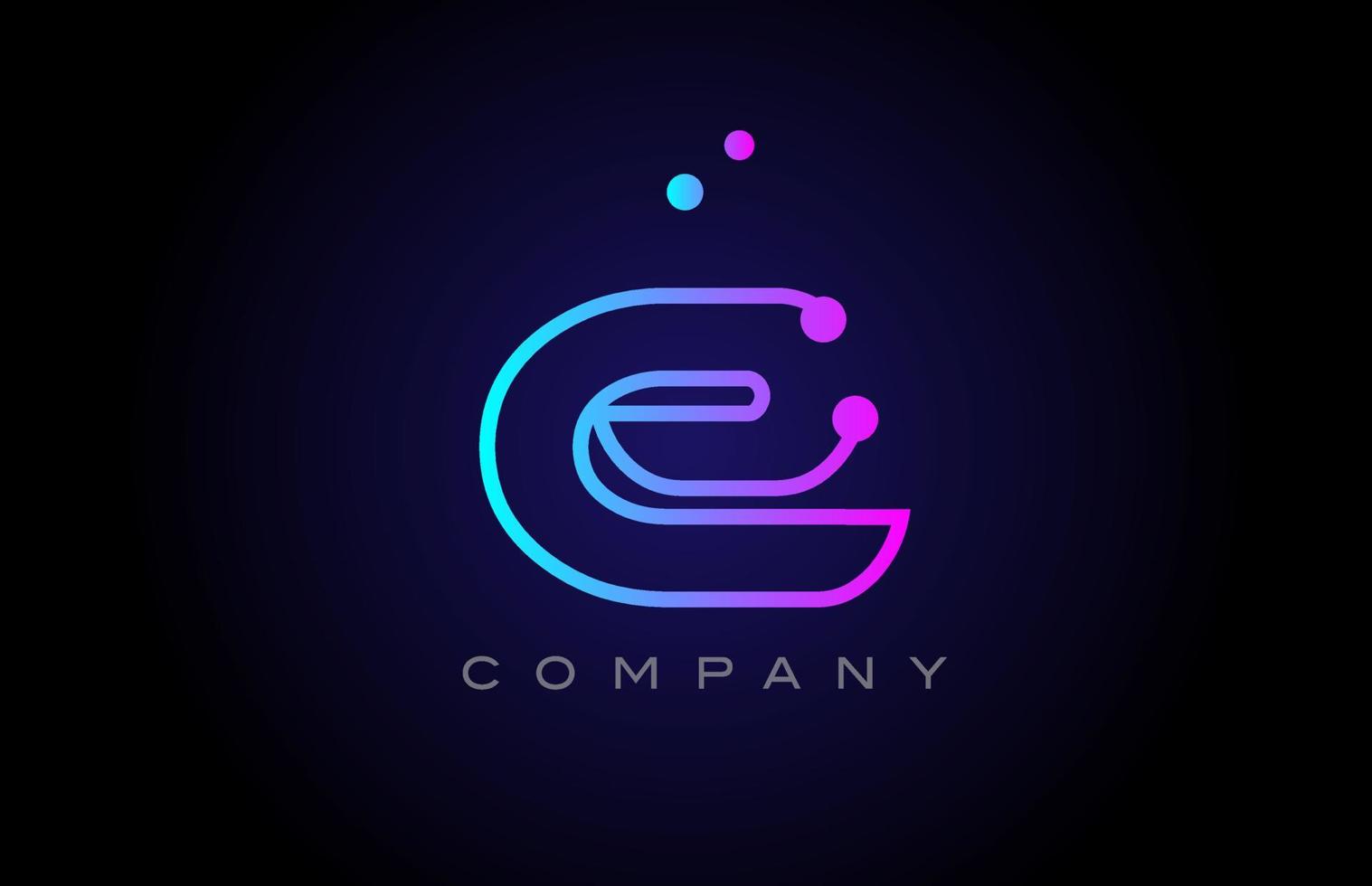 pink blue E dot line alphabet letter logo icon design. Creative template for business and company vector