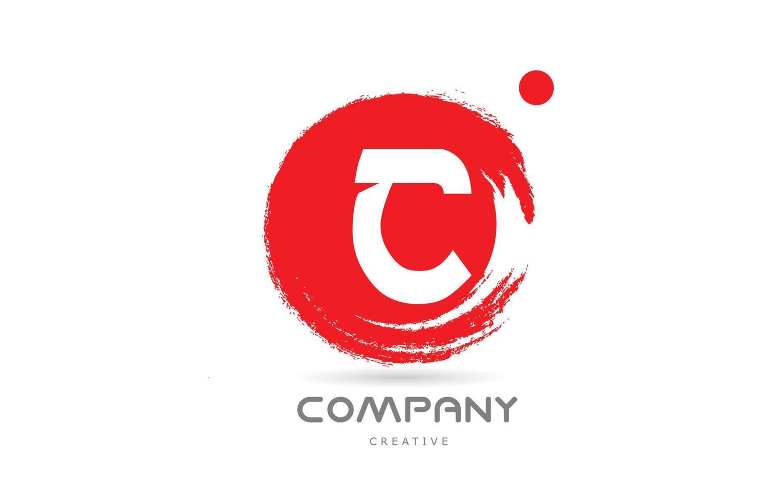 diseño de icono de logotipo de letra del alfabeto grunge c rojo con letras de estilo japonés. plantilla creativa para negocios y empresas. vector