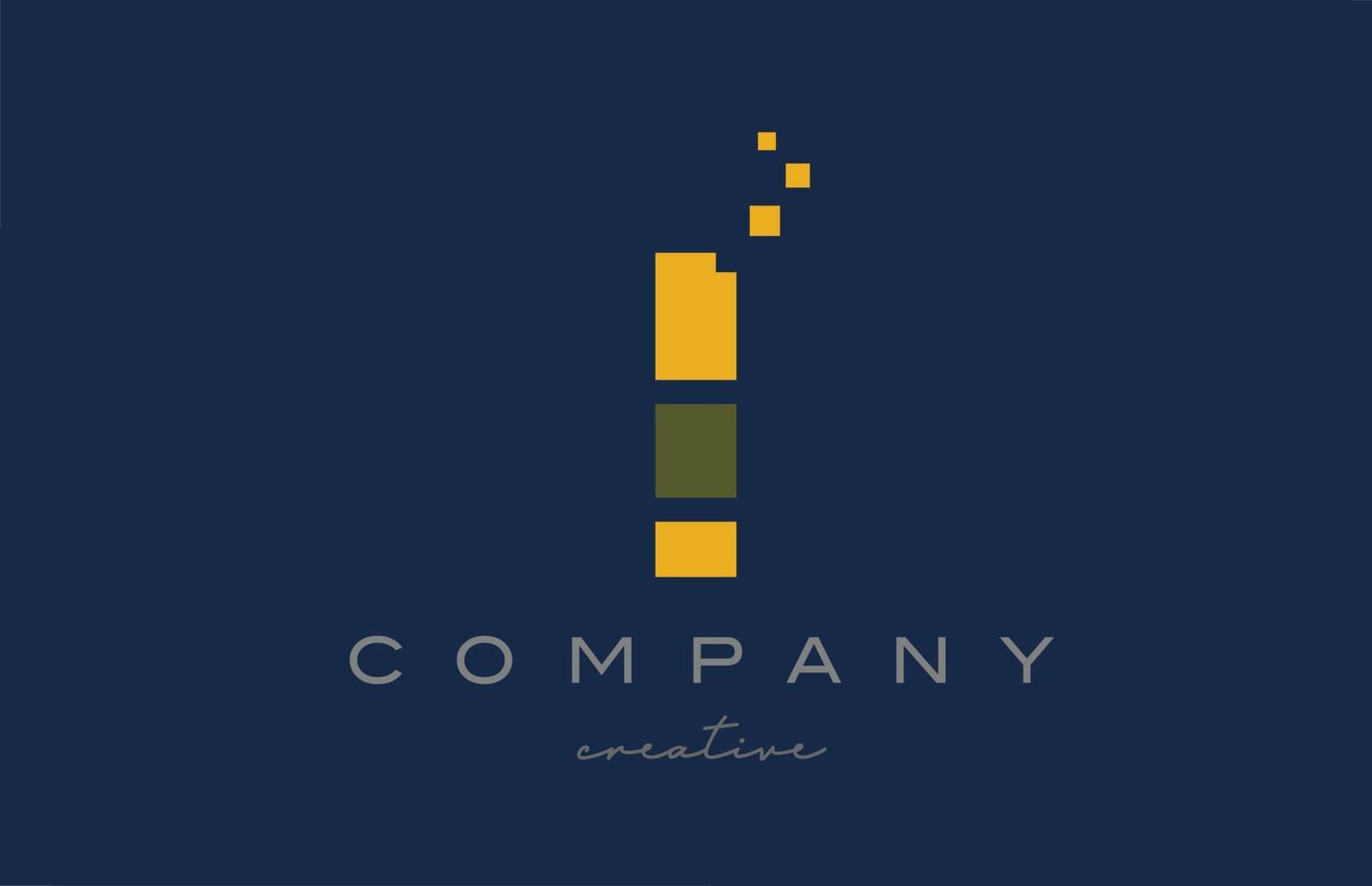 puntos amarillos i diseño del icono del logotipo de la letra del alfabeto. diseño de plantilla para empresa o negocio vector