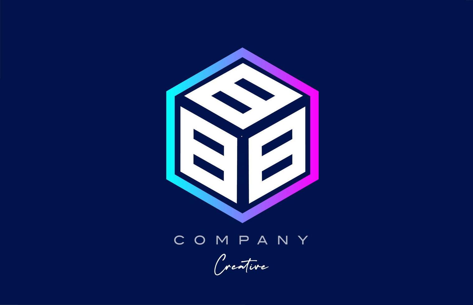 pink blue B three letter cube alphabet letter logo icon design with polygon design. Creative template for company and business vector