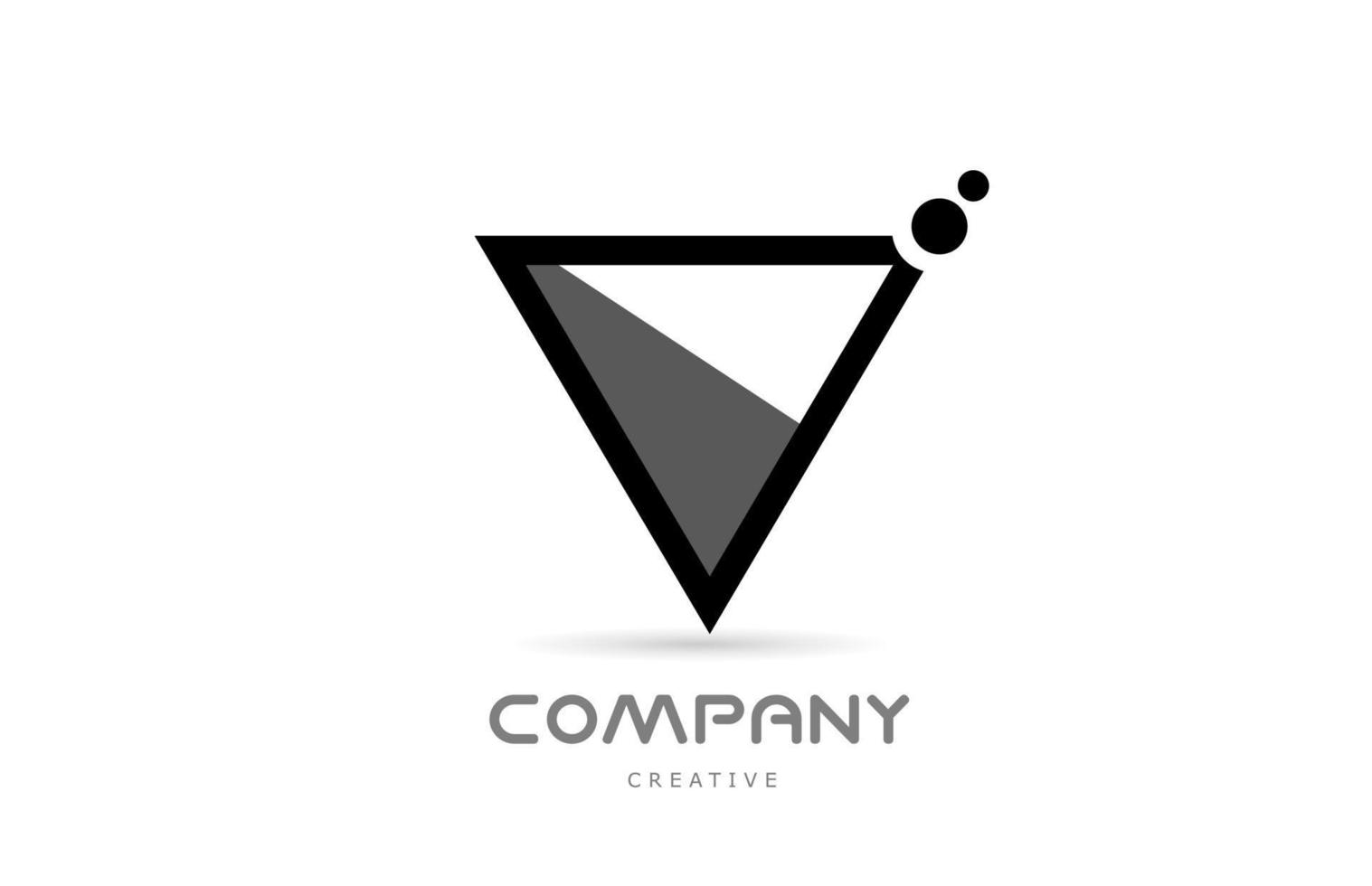 v icono de logotipo de letra del alfabeto geométrico blanco negro con puntos. plantilla creativa para negocios y empresas. vector