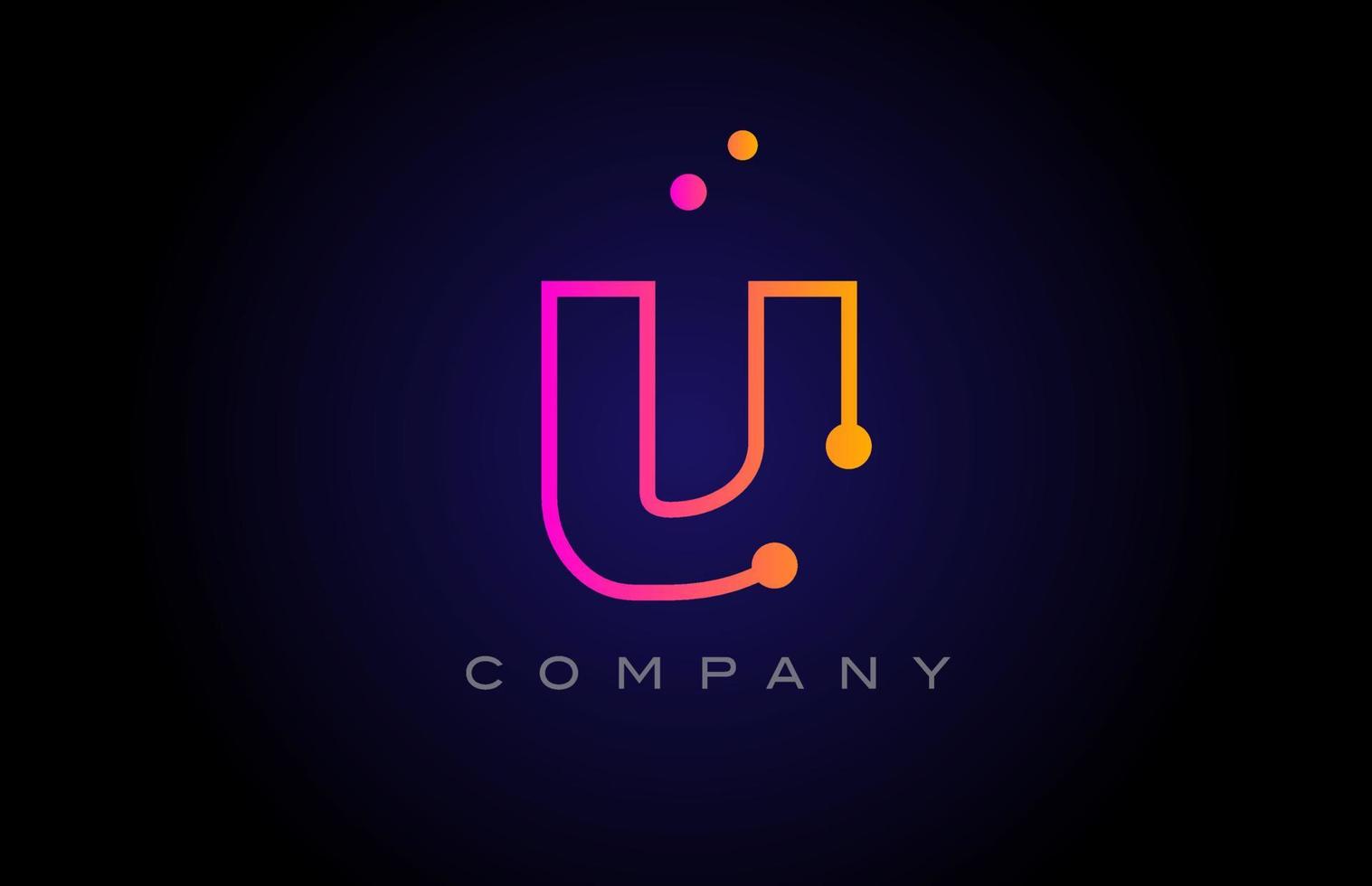 Diseño de icono de logotipo de letra del alfabeto de línea de punto v. plantilla creativa para empresas y empresas en color amarillo rosa vector